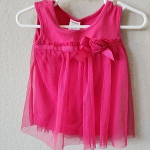 Swiggles Bright Pink Tulle Rosette Tank Top